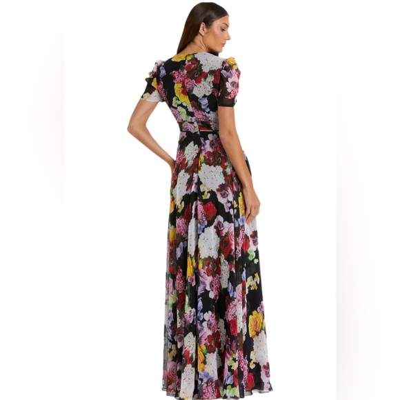NWT Ieena for Mac Duggal Floral Mesh Sleeve Gown Maxi – Size 4 - Picture 2 of 10